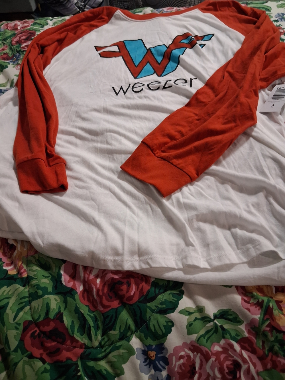 torrid White and Orange Weezer Raglan Long Sleeve Tee